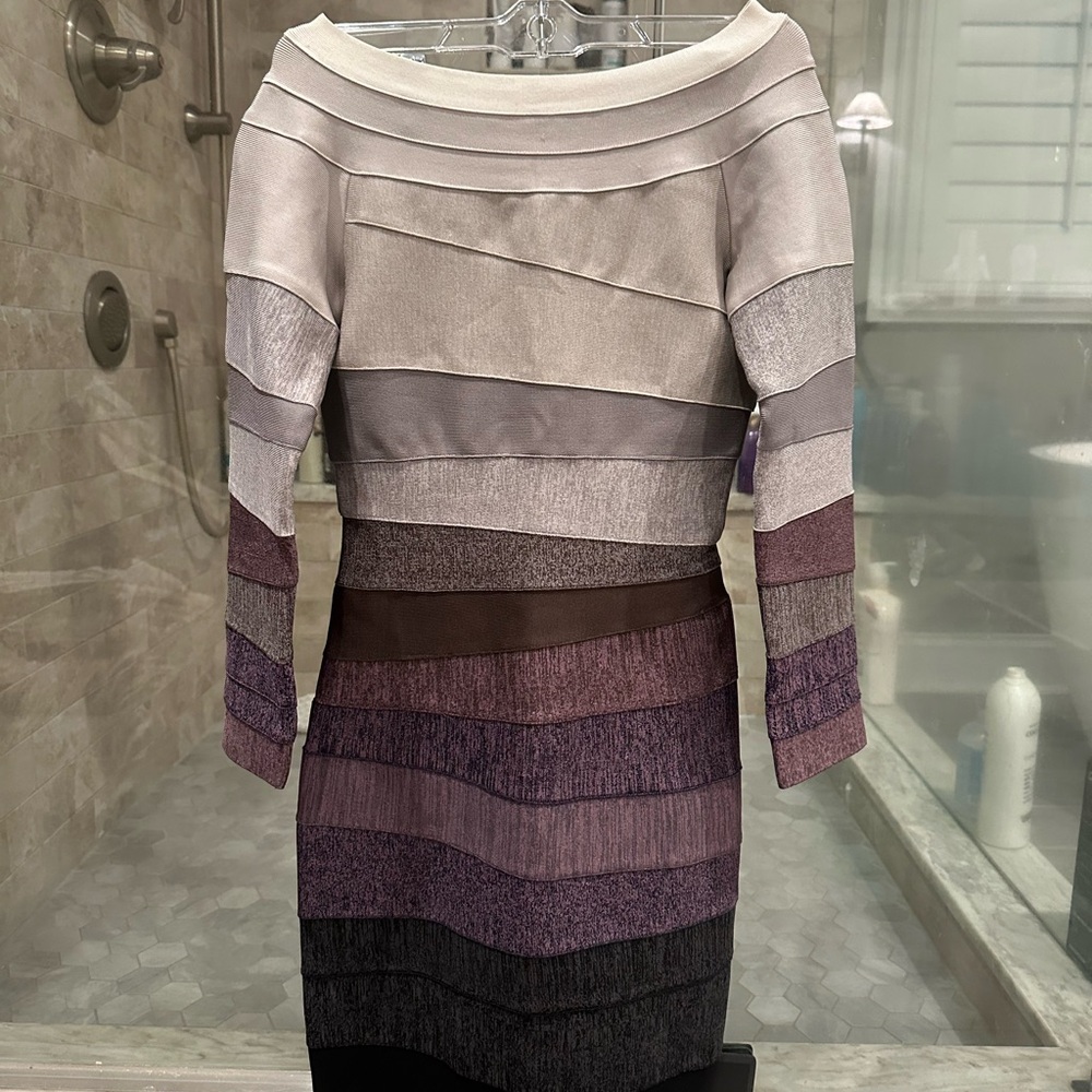 Gracia Body Con Bandage Thick Dress Size Small/NWT! Color: purple/silver.So sexy